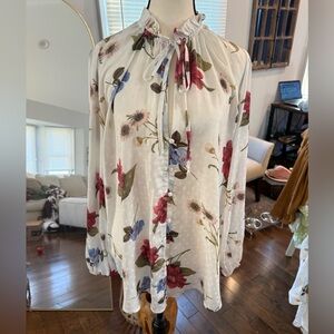 Show Me Your MuMu Beautiful White Floral Blouse